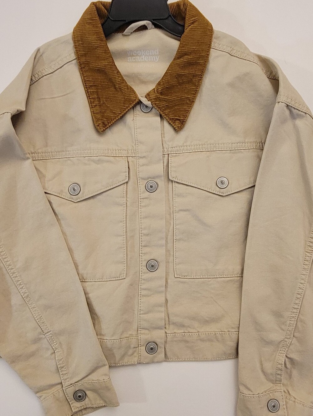 NEW Weekend Academy Beige Jacket with Brown Corduroy Collar -Size 10/12